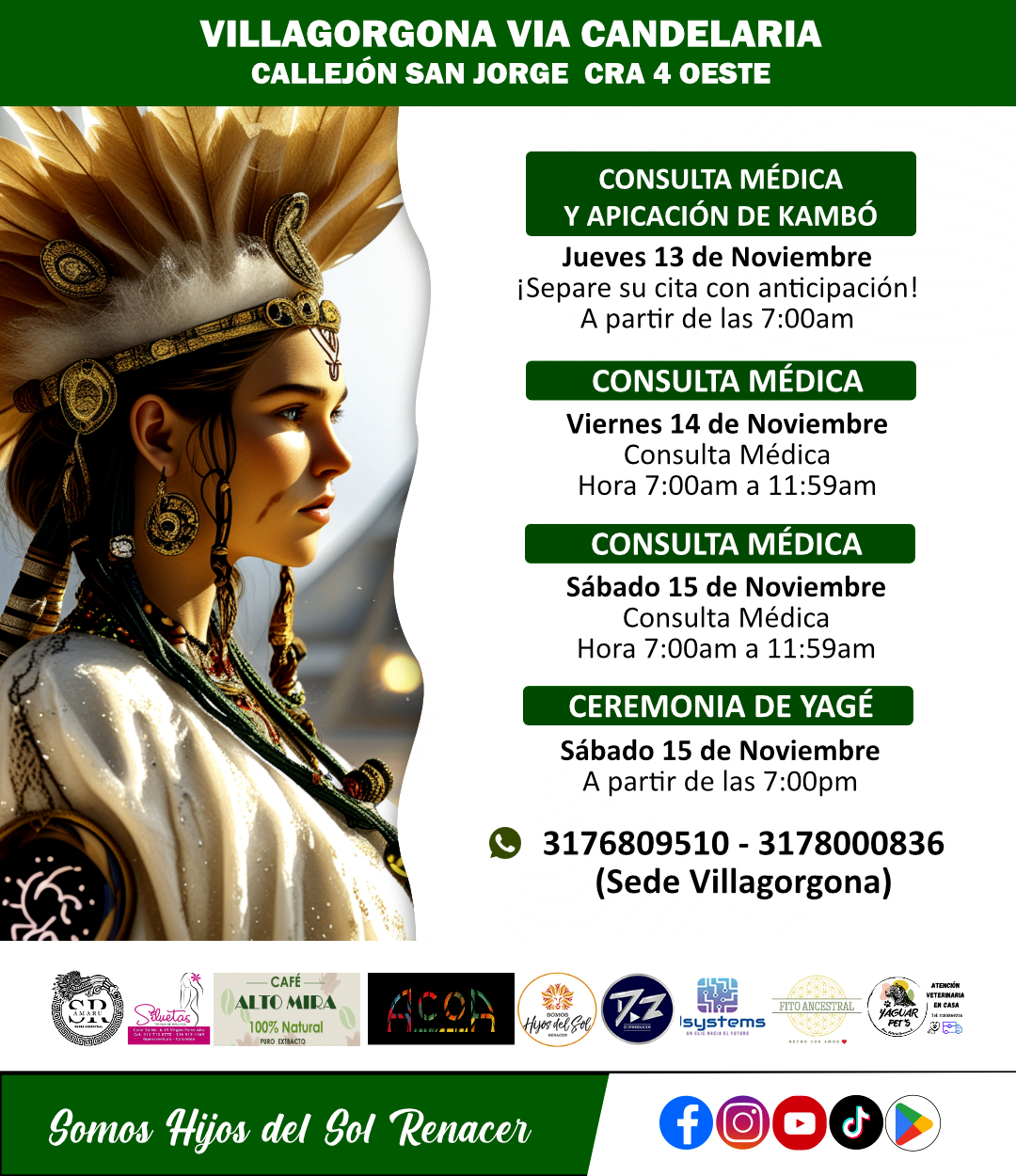 JUEVES 13 de Noviembre, VIERNES 14 Y SABADO 15 VILLAGORGONA